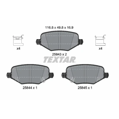 Bild av TEXTAR 2584301 Jeu de plaquettes frein avec indicateur d&#039;usure accessoires CHRYSLER: GRAND 5OYAGER 5, DODGE: Journey MPV