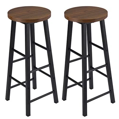 Bild av WOLTU BH130dc 2 2x barpall bistropall diskpall barstol, ram av robust stål, sits MDF, mörk bok