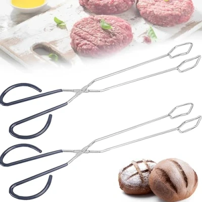 Bild av CINY 2 st Grilltång, Extra Lång Sax Tänger, Saxtång i Rostfritt Stål, Matlagning Kök Bakning Bröd Mattång Grilltänger, Brödklämma, Koltång Eldång, För Vändning Matverktyg (16 tum)
