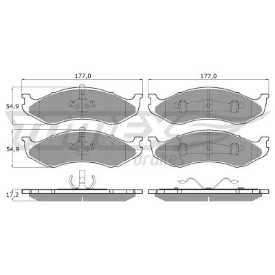 Bild av TOMEX brakes TX 12 09 Jeu de plaquettes frein Essieu avant non préparé pour indicateur d&#039;usure JEEP: Grand Cherokee I, II, WRANGLER 2