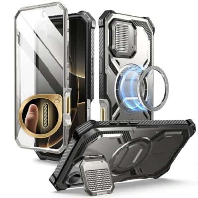 Bild av i Blason Armorbox Fodral för iPhone 16 Pro Max 2024 med Kameraskydd [MagSafe Kompatibel] Robust Helkroppsfodral Inbyggt Skärmskydd och Stativ (Titangrå)