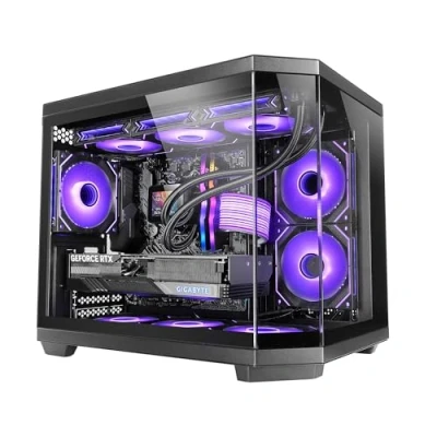 Bild av MARSGAMING MC 3TCOREM, Custom Micro ATX Gaming Chassi, Trippel Härdat Glas Fönster, Dual Side Chamber Design, 360mm Vätskekylning Support, Kabelhantering, PC Mini Tower, USB C, Svart
