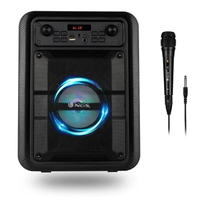 Bild av NGS ROLLER LINGO BLACK 20W Bärbar Högtalare med Bluetooth 5.0 teknik och äkta Trådlös Stereo, Karaoke Mikrofon Inbyggda LED Lampor (USB/MicroSD/Line IN/mikrofoningång), Svart