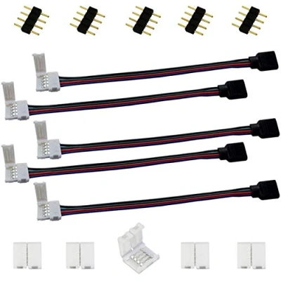 Bild av RGB 5050 LED remskontakt 4 polig tejp snabbanslutningskabeladapter för att ansluta remsa till eller kontroll band jumper förlängare 10 mm brett