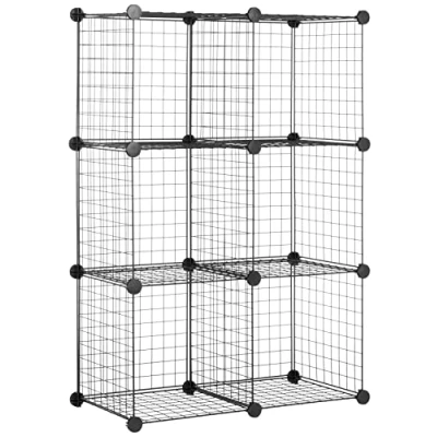 Bild av Amazon Basics 6 hyllor med sammankopplande kuber, 1 förvaringsenhet metalltrådsnät, hylla maximal viktkapacitet på 27 kg (60 pund), svart, 37 D x 77 B 114 cm H
