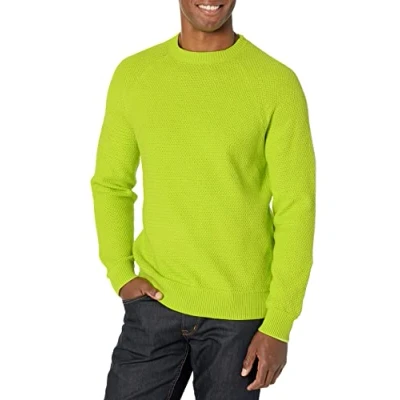 Bild av Amazon Essentials herr överdimensionerad passform texturerad bomull rund hals, limegrön, XX Large