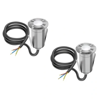 Bild av ledscom.de 2 st LED infälld golvlampa GLOX för utomhusbruk, IP67, aluminium, rund, 33mm Ø, vit, matt