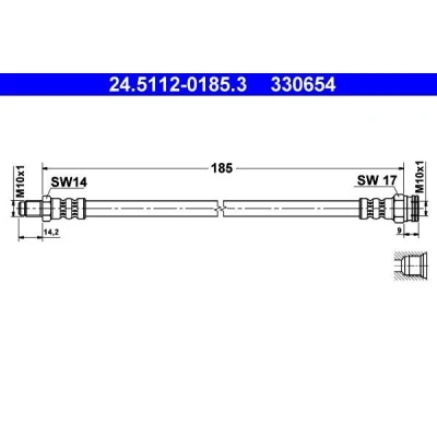 Bild av ATE 24.5112 0185.3 Flexible De Frein 185 M10x1 FIAT: Panda I 3/5 portes, Stilo Multi Wagon