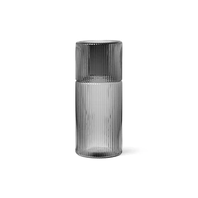 Bild av Ferm Living Ripple Carafe Set Karaff Smoked Grey H18 x Ø7,5 cm