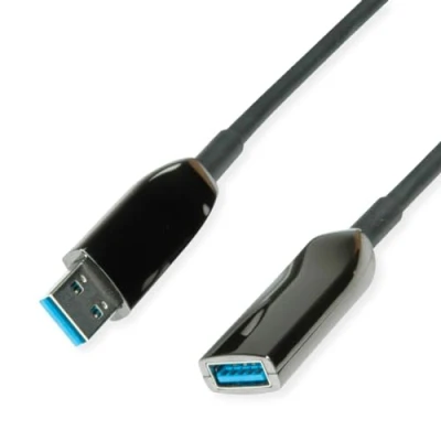 Bild av ROLINE USB 3.2 Gen 1 aktiv repeaterkabel (AOC), ST/BU, svart, 15 m