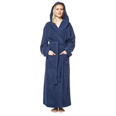 Bild av Badrock med huva för kvinnor, ankellängd, Färg: Marinblå, Storlek kvinnor: M long, unisex: S long