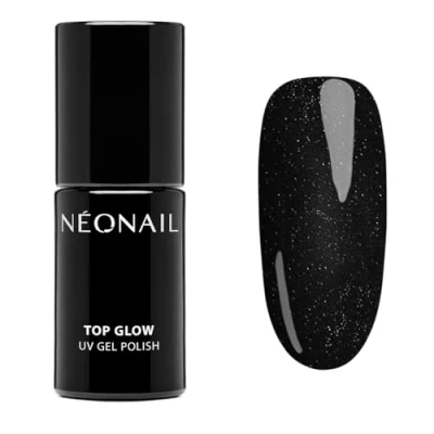 Bild av neonail UV nagellack topp rock gel top glow silver 7,2 ml överlack för naglar lack glitter nageldesign