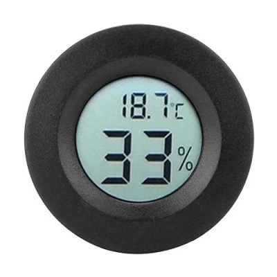 Bild av Inbyggd cirkulär inomhus LCD skärm Luftfuktighet Temperatur Mini Rum Hygrometer Termometer för hemmakontor barnkammare (svart)