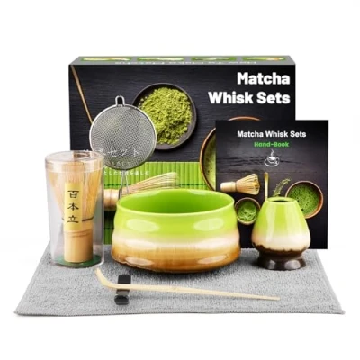 Bild av 7 st Matchavispset, matcha japanskt ceremonikit, tillbehör för teceremoni, dryck, den kan också ges som present till vänner eller kollegor