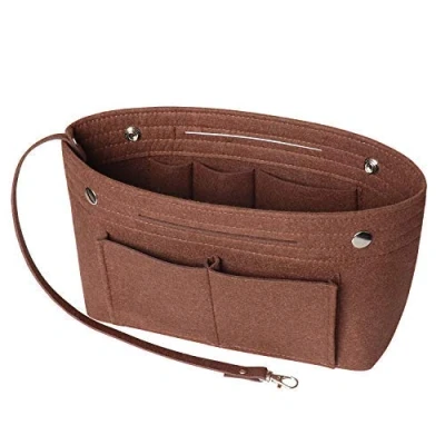 Bild av Soyizom Handväska organiseringsinsats för tygväska, väska i väska, väskinsats med nyckelring Speedy Neverfull, 8 färger (kaffe, Large)