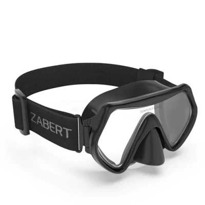 Bild av ZABERT Nässkydd simglasögon mask för vuxna män kvinnor ungdomar tygrem snorkel dyk simning snorkling dykning svart