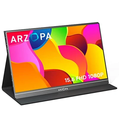 Bild av ARZOPA bärbar bildskärm, S1 bord, 15,6 tum, 1080P, FHD USB C, HDMI datordisplay, HDR, ögonvård, extern skärm med smart fodral för PC, Mac, telefon, Xbox PS5
