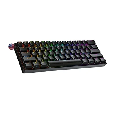 Bild av Ranked S60 Supernova 60% Hot Swappable Mekaniskt Speltangentbord 61 tangenter RGB LED bakgrundsbelyst för PC/Mac Gaming QWERTY ANSI US Layout (Svart, Gateron Optical Brown)