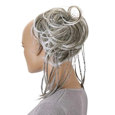 Bild av CAISHA XXL Hårstycke Hårelastiskt Updos Brudfrisyrer Voluminöst Vågigt Bulle Grå Mix G10D