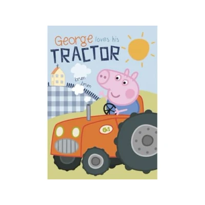 Bild av Design för Peppa Gris, gosig filt, fleece, 100 x 140 cm med George Pig och dess traktor