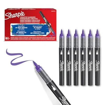 Bild av Sharpie Creative Marker Acrylic Paint Pens Brush Tip Water Based Markers Lilac 6 Count