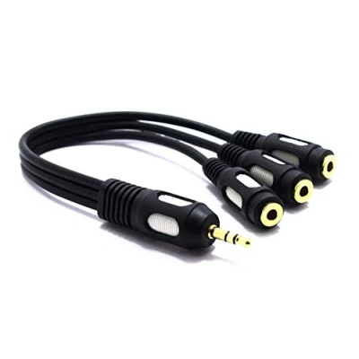 Bild av VITALCO Uttag 3,5 mm splitter trippeluttag AUX 1/8 tum hane till 3 vägs hona adapter stereoljud kabel för hörlurar 5,1 högtalare
