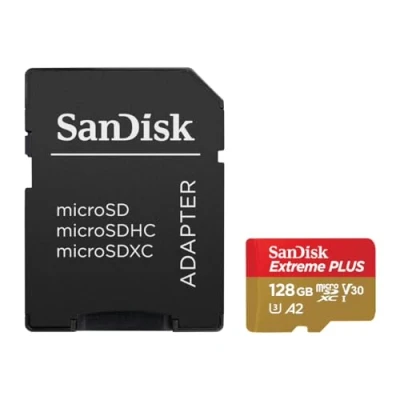 Bild av SANDISK KORT EXTREME PLUS MIKROSDXC 128 GB+SD adapter 200 MB/S 90 A2 C10 V3
