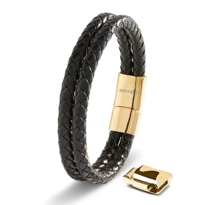 Bild av SERASAR Läderarmband för Män 20cm Flätat Guld Armband Pojkarmband Hanarmband Smyckepresentidé Jubileumspresenter Present till Make, Pojkvän, Vänner