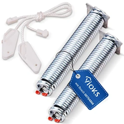 Bild av Dörrgångjärn fjädrar med kabel dörrfjäder ersättning för Bosch 00754866 Siemens 754866 Neff Constructa diskmaskin reparationssats 2 x fjäder gångjärn färgkod röd