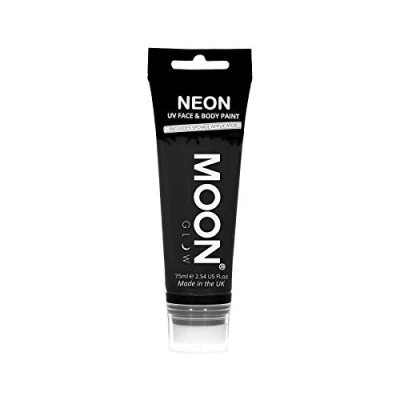 Bild av Moon Glow Stor UV neonfärg för ansikte och kropp 75 ml, svart, med svampapplikator