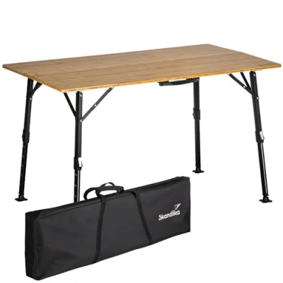 Bild av Skandika Campingbord Tobro Fällbart bord med bordsskiva av bambu, vikbart, steglöst höjdjusterbart, 100 kg, väderbeständig, bärväska utomhusbord, camping, balkong