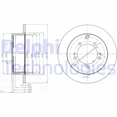 Bild av DELPHI BG3815 Disque de frein 262 10 5 plein huilé non traité sans roulement roue, bague ABS MITSUBISHI: Pajero Pinin