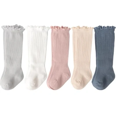 Bild av DRESHOW Knähöga Strumpor för Barnflickor Småbarn Klädsockor Baby Bow Stocking Bomullsstrumpor Spädbarn