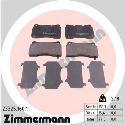 Bild av ZIMMERMANN 23325.160.1 Jeu de plaquettes frein avec indicateur d&#039;usure la photo correspond au contenu livraison OPEL: Insignia A 3/5 portes