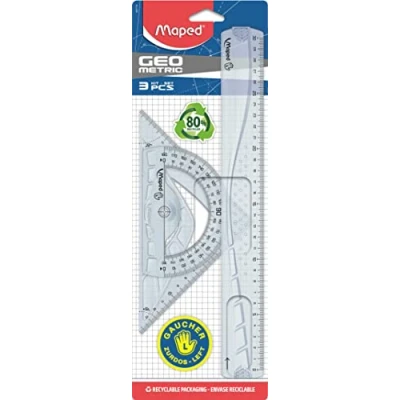 Bild av Maped 897118 Geometri set för vänsterhänta användare, 3 delar, transparent