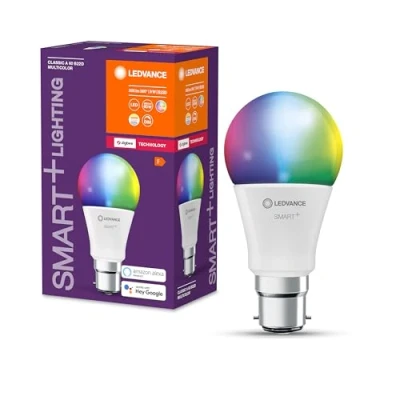 Bild av LEDVANCE Smart+ lampa med ZigBee teknik, 9W, A60, matt, B22D sockel, Justerbar RGBW ljusfärg, 806lm, förpackning 1