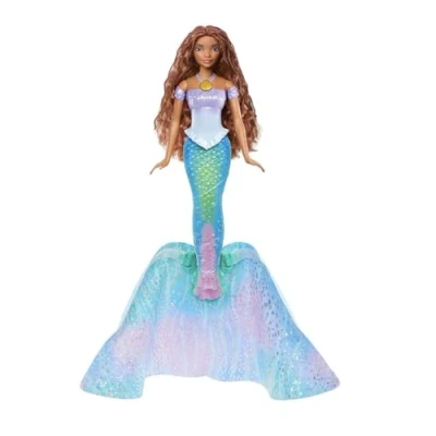 Bild av Disneys Den lilla sjöjungfrun, Ariel docka som kan förvandlas från människa till sjöjungfru, leksaker inspirerade av filmen, HLX13
