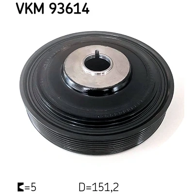 Bild av SKF VKM 93614 Remskiva Vevaxel 151,20mm 6 RENAULT: GRAND SCENIC 2, MEGANE 2 Coupe Cabriolet, NISSAN: Qashqai / Qashqai+2 I