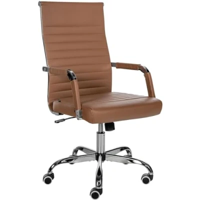 Bild av CLP Amadora kontorsstol I Konstläder eller tyg med hjul ergonomisk justerbar höjd ryggstöd och armstöd, färg: ljusbrun, material: