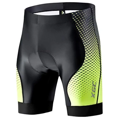 Bild av XGC herr korta cykelbyxor och cykelunderbyxor cykelshorts för män elastisk ventilerande 4D svamp sittkudde med hög densitet, Svart_grön, L