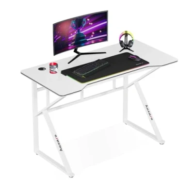 Bild av huzaro Hero 1.6 vit datorbord spelbord skrivbord kontorsbord PC bord 120 x 60 cm Två kabelgenomföring spelhemmakontor stålkonstruktion kolbordsskiva