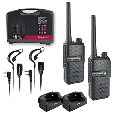 Bild av Albrecht Tectalk Worker 3, set med 2, 29825, PMR446 radioapparater, robusta walkie talkies för byggarbetsplats, säkerhet, användning, utomhus, inkl. tillbehör