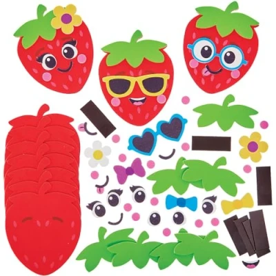 Bild av Baker Ross FN175 Magnetkit med jordgubbar 10 pack, dekorativa pysselkit för barn