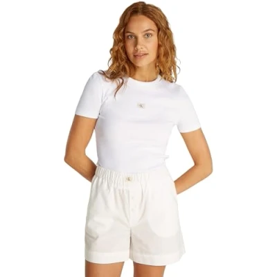 Bild av Calvin Klein Jeans Label Fitted TEE Tshirt bas, Storlek: Large, Brilliant white