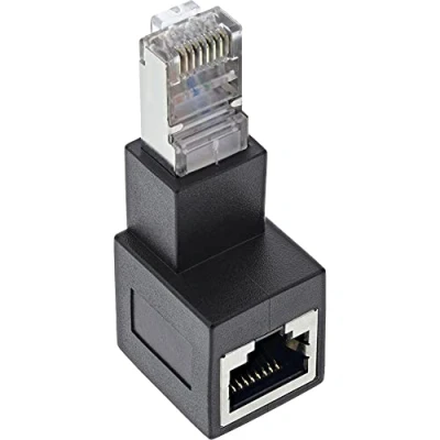 Bild av InLine® Patchkabel adapter Cat.6A, RJ45 kontakt/uttag, 90 vinklad nedåt