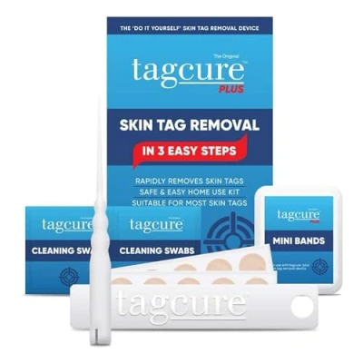 Bild av Tagcure Plus Skin Tag Removal Kit för enkel borttagning av hud inklusive 10 dagars band, rengöringsservetter och plåster dagområde (för etiketter 0,5 cm eller större)