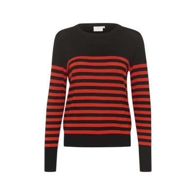 Bild av Kaffe Stickad tröja Black red stripe, Storlek: 40, stripe