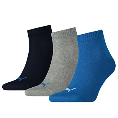 Bild av PUMA Unisex Quarter Plain Socks Kvartsockar, Blå, Grå, 43/46 EU