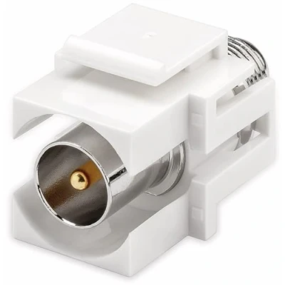 Bild av Goobay 79938 Keystone modul med spärrfäste, koaxkontakt &gt; F uttag, SAT antennanslutning, punktmontering i plast, plasthölje, silver