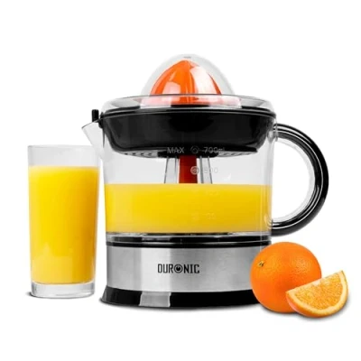 Bild av Duronic JE407 elektrisk citruspress med 700 ml behållare, perfekt apelsinpress 2 utbytbara koner och fruktköttfilter som kan justeras efter egen smak